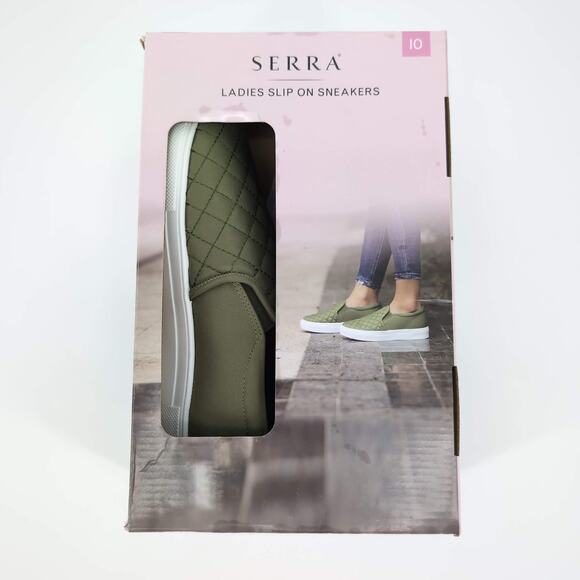 Serra Women's Slip On Olive Green Quilted Design Sneakers NEW with Box - Size 10 - Picture 8 of 15